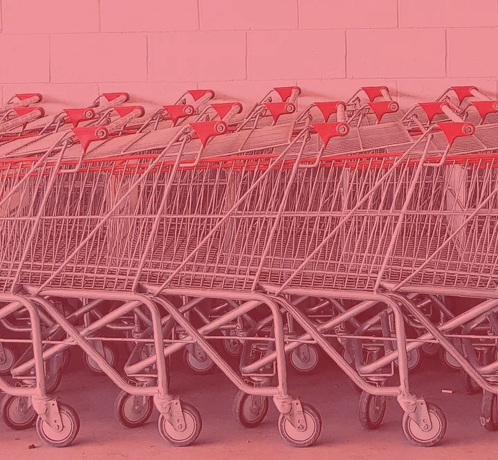 Rows of shopping carts